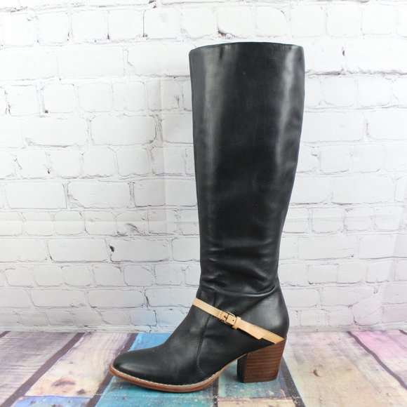 SCHULER & SONS Shoes - Schuler & Sons Philadelphia Black Leather Tall Zip Heeled Boots 7.5 M
